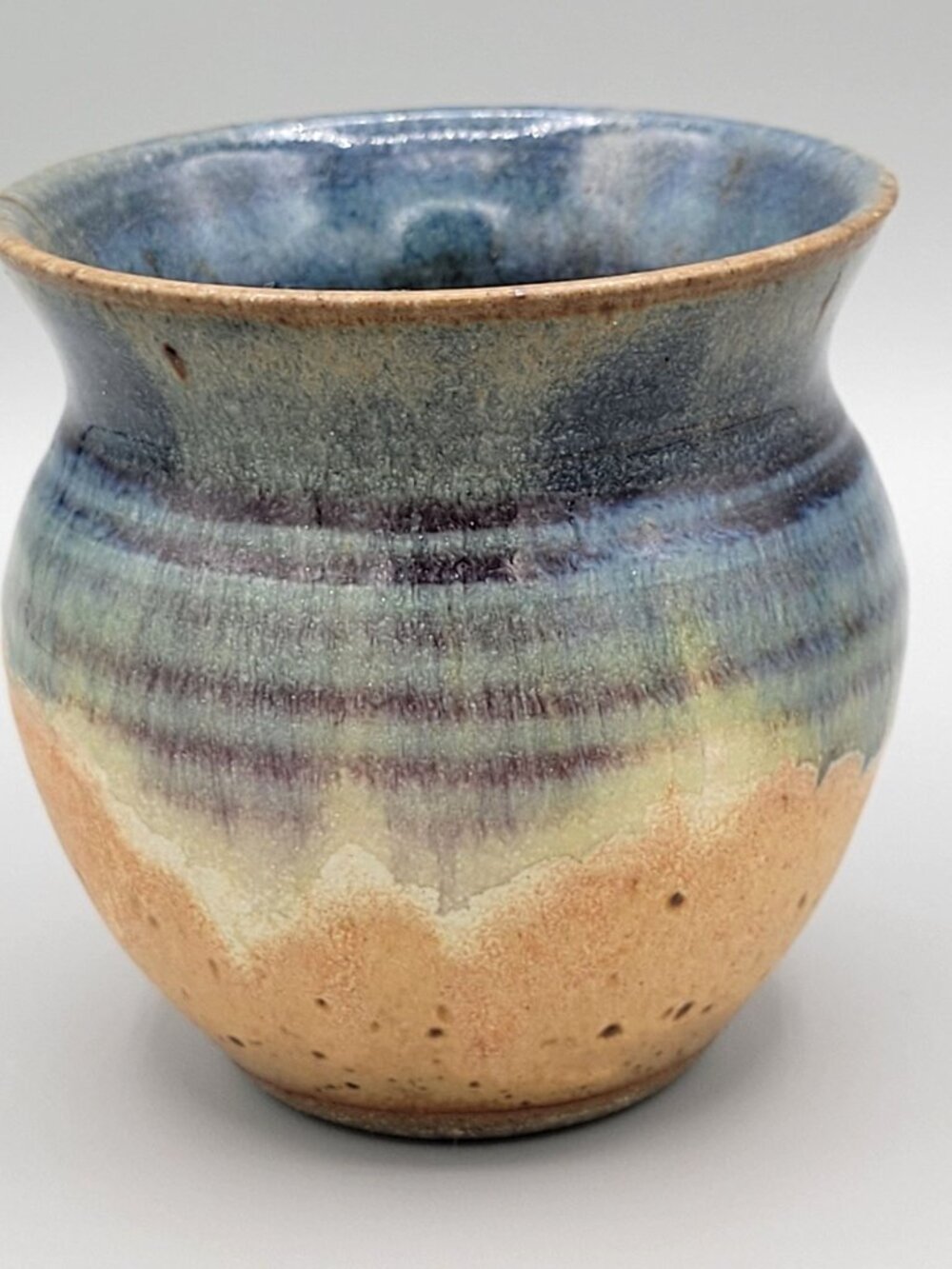 Blue Drip Glaze Art Pottery Small Vase Ceramic Stoneware Speckled Home Decor